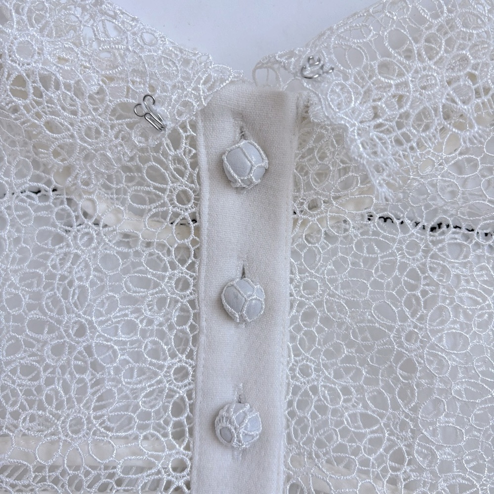 Self-Portrait Cream Lace Ruffle Mini Dress - Picture 9 of 16